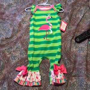 Ricrac & Ruffles flamingo romper